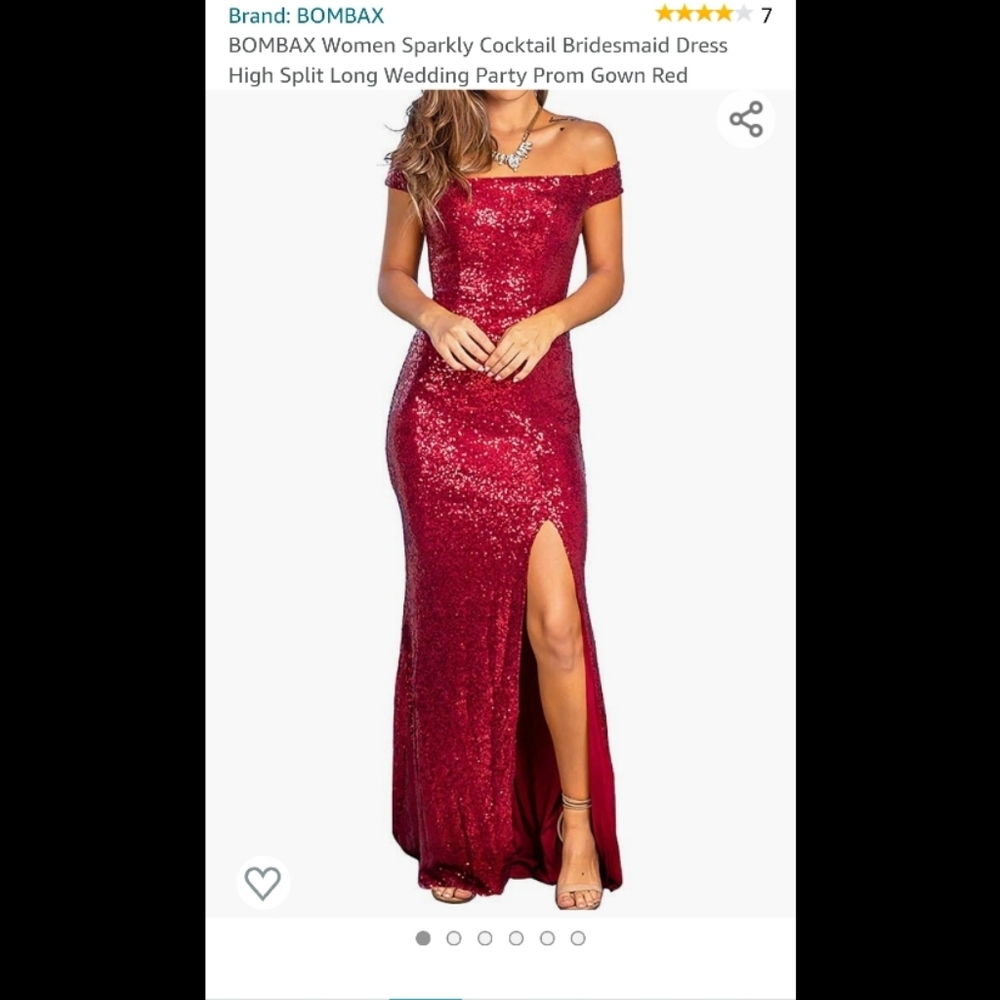 BOMBAX Women Sparkly Cocktail Bridesmaid Dress High Split Long Wedding Party
